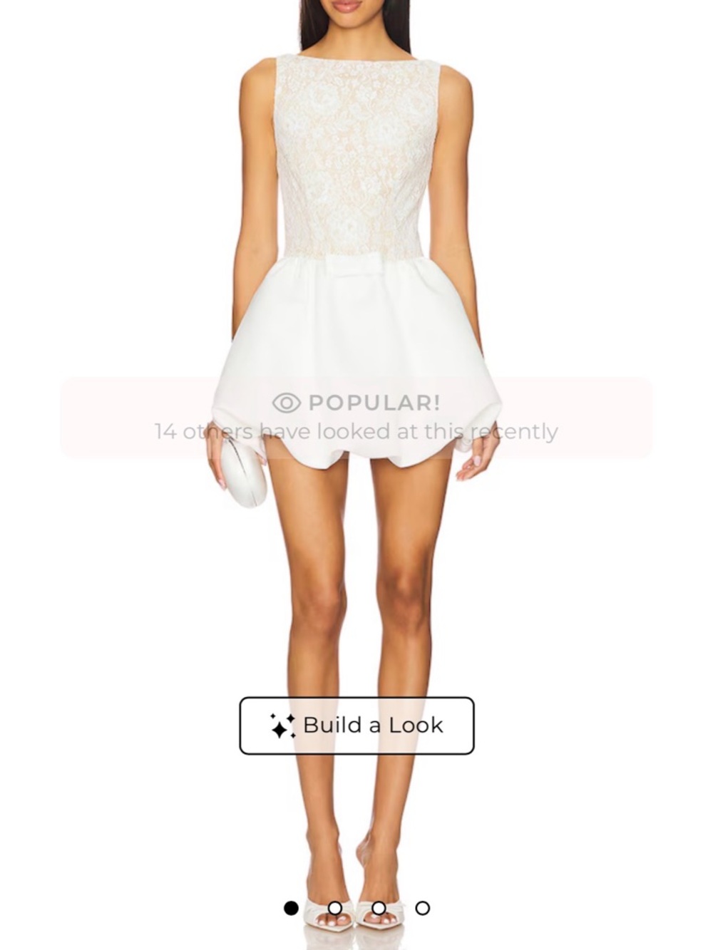 Lovers + Friends Serena Mini Dress in White Balloon Bow Dress with Lace Detail